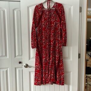 Knox rose large dress
Ikat print. 100% rayon. Tie belt includes